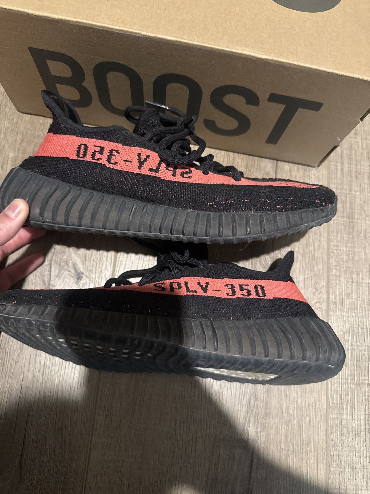 Yeezy Adidas Yeezy Boost 350 V2 Bred Black Red Size US 9 / EU 42 - 1 Thumbnail