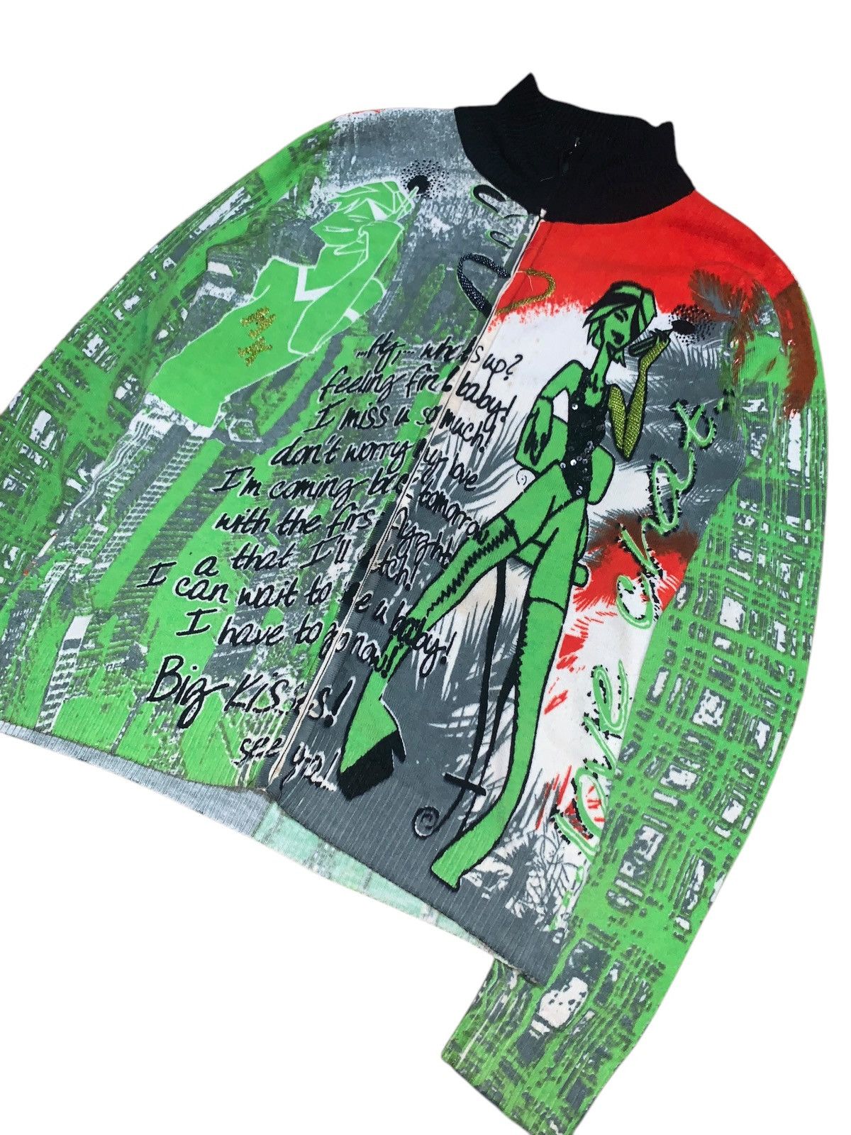 Custo Barcelona 2000s Custo Barcelona full print knit zip sweater LOVE CHAT Size US S / EU 44-46 / 1 - 6 Thumbnail