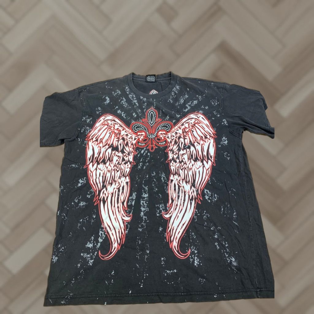 Vintage VINTAGE Fleur De Lis Shirt Mens XL Black Angel Wings Embroidered Y2K 12713 Size US XL / EU 56 / 4 - 1 Thumbnail