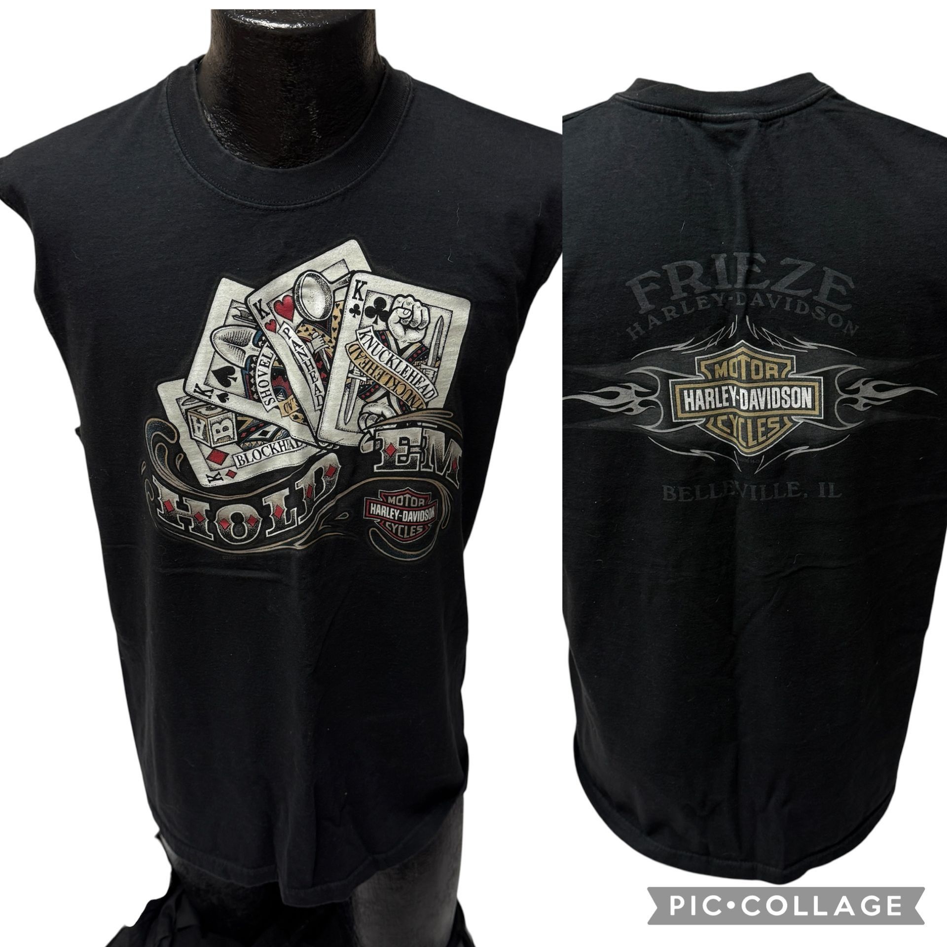 Harley Davidson Frieze H-D HOLD EM Gambler CASINO POKER Motorcycle Biker Tee Size US L / EU 52-54 / 3 - 1 Thumbnail