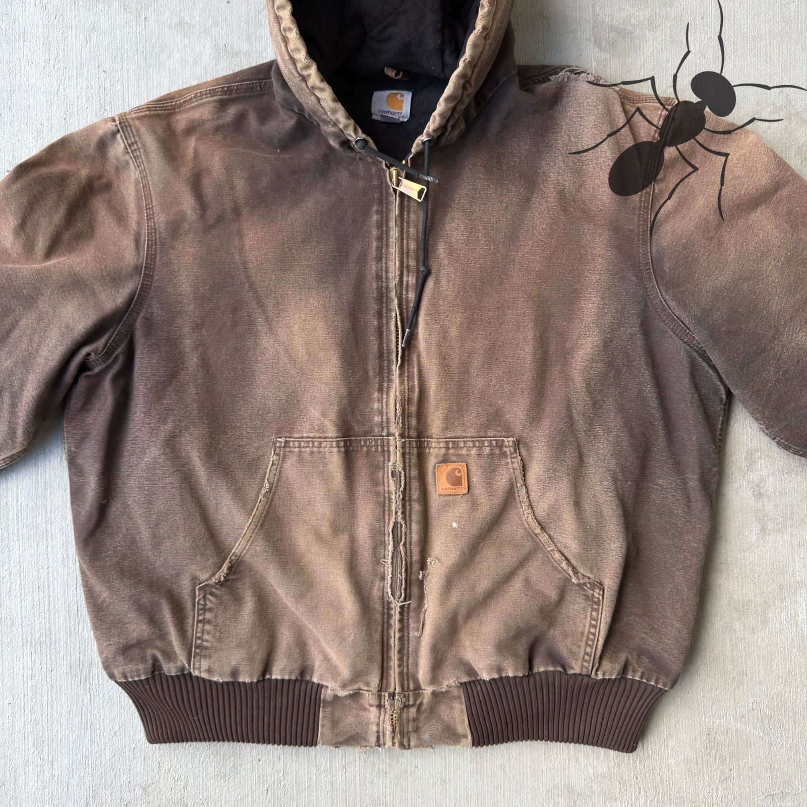 Carhartt × Vintage Carhartt J130 DKB brown hooded work wear jacket Size US XL / EU 56 / 4 - 3 Thumbnail