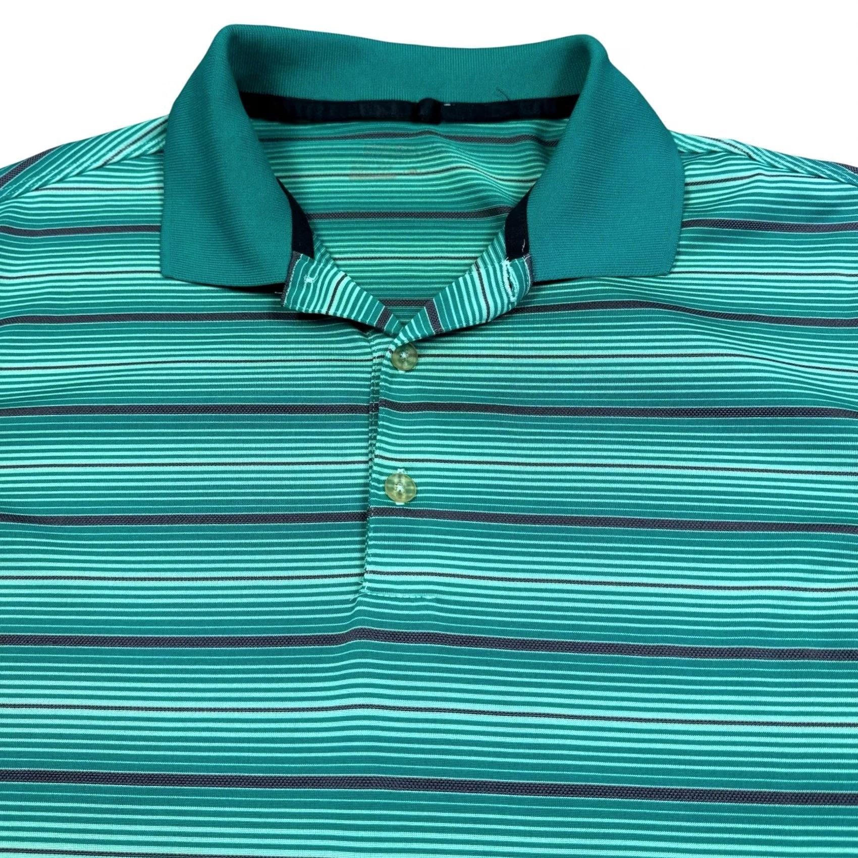 Nike Nike Polo Shirt Mens Large Short Sleeve Striped Dri-fit Green Black Golf Stretch Size US L / EU 52-54 / 3 - 2 Thumbnail