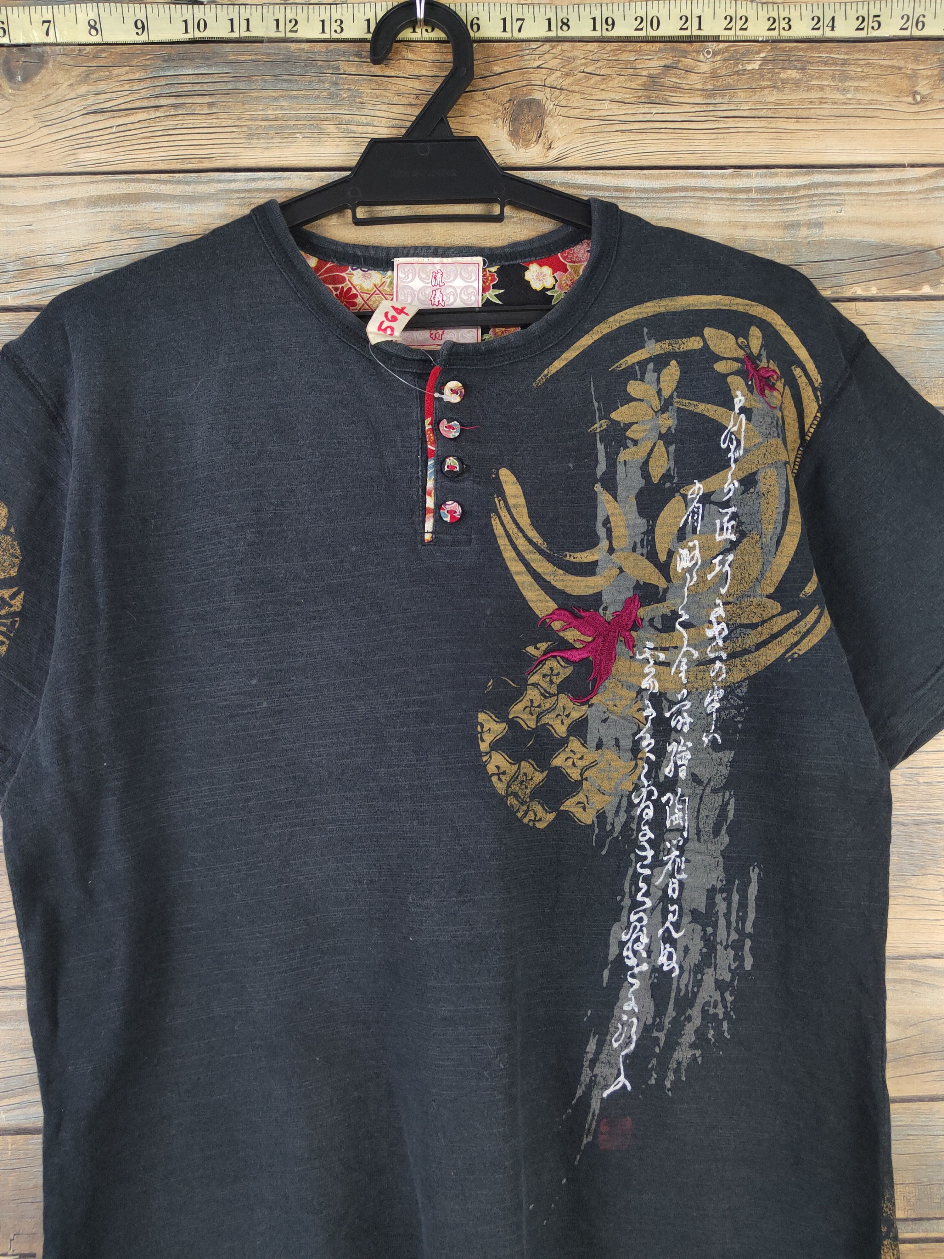 Japanese Brand DL Japan vintage embroidered Black Faded tee #564 Size US M / EU 48-50 / 2 - 2 Thumbnail