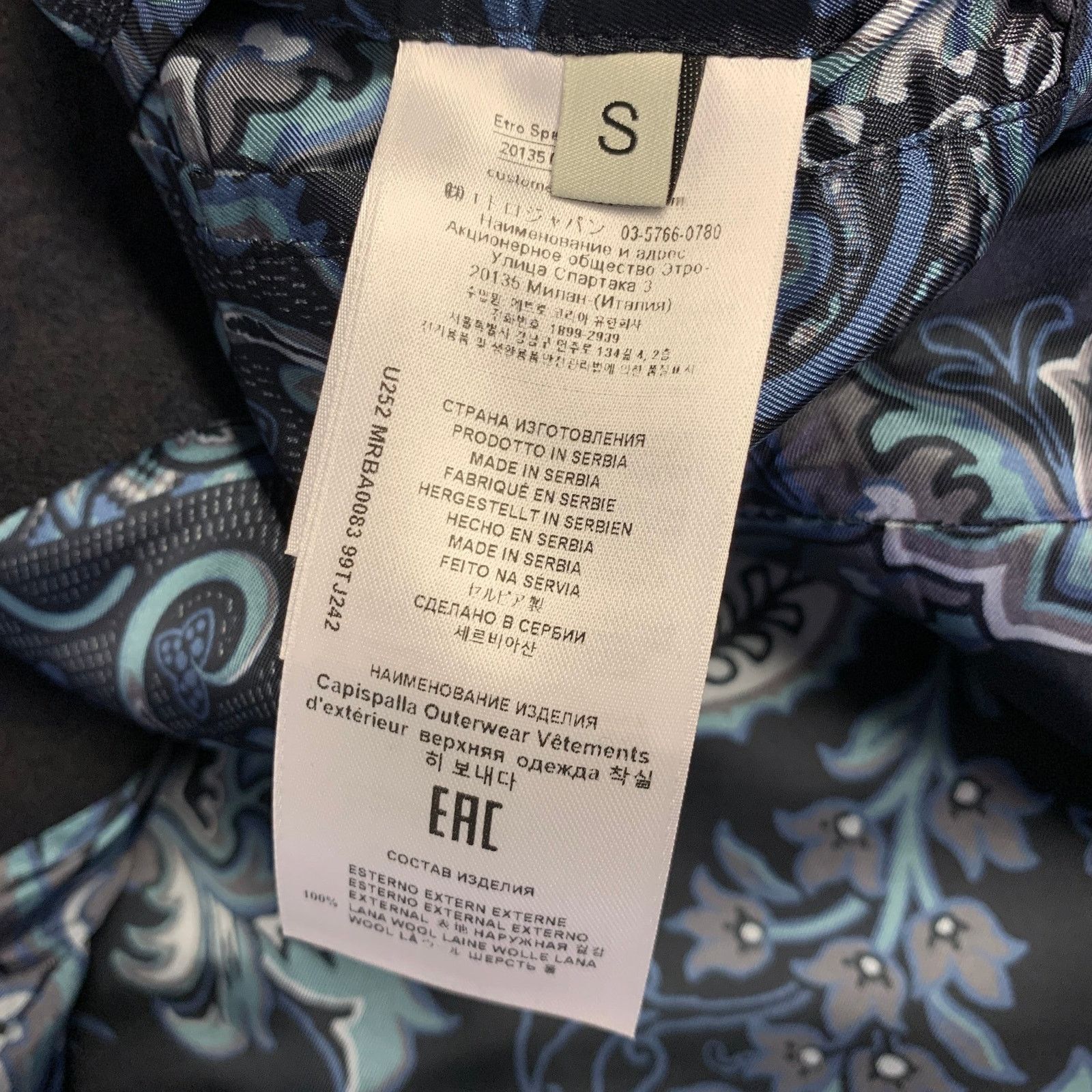 Etro Size S Navy Abstract floral Wool Double Breasted Peacoat Size US S / EU 44-46 / 1 - 6 Thumbnail
