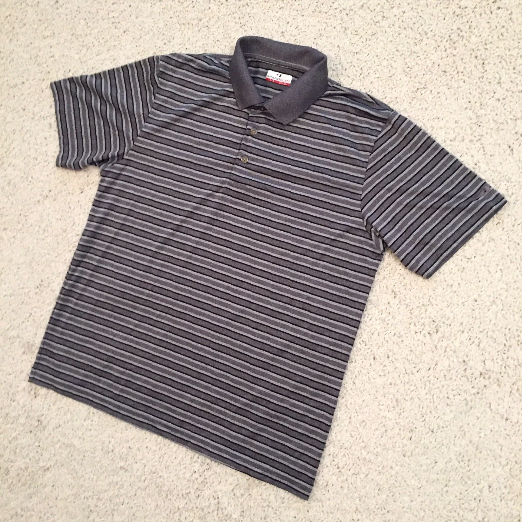 Vintage Grand Slam Polo Shirt Mens Large Gray Striped Short Sleeve Size US L / EU 52-54 / 3 - 2 Thumbnail