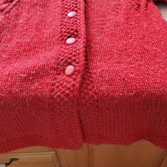 Vintage Vintage Handmade Red Cable Knit Long Sweater Sz XL Button-do Size XL / US 12-14 / IT 48-50 - 3 Thumbnail