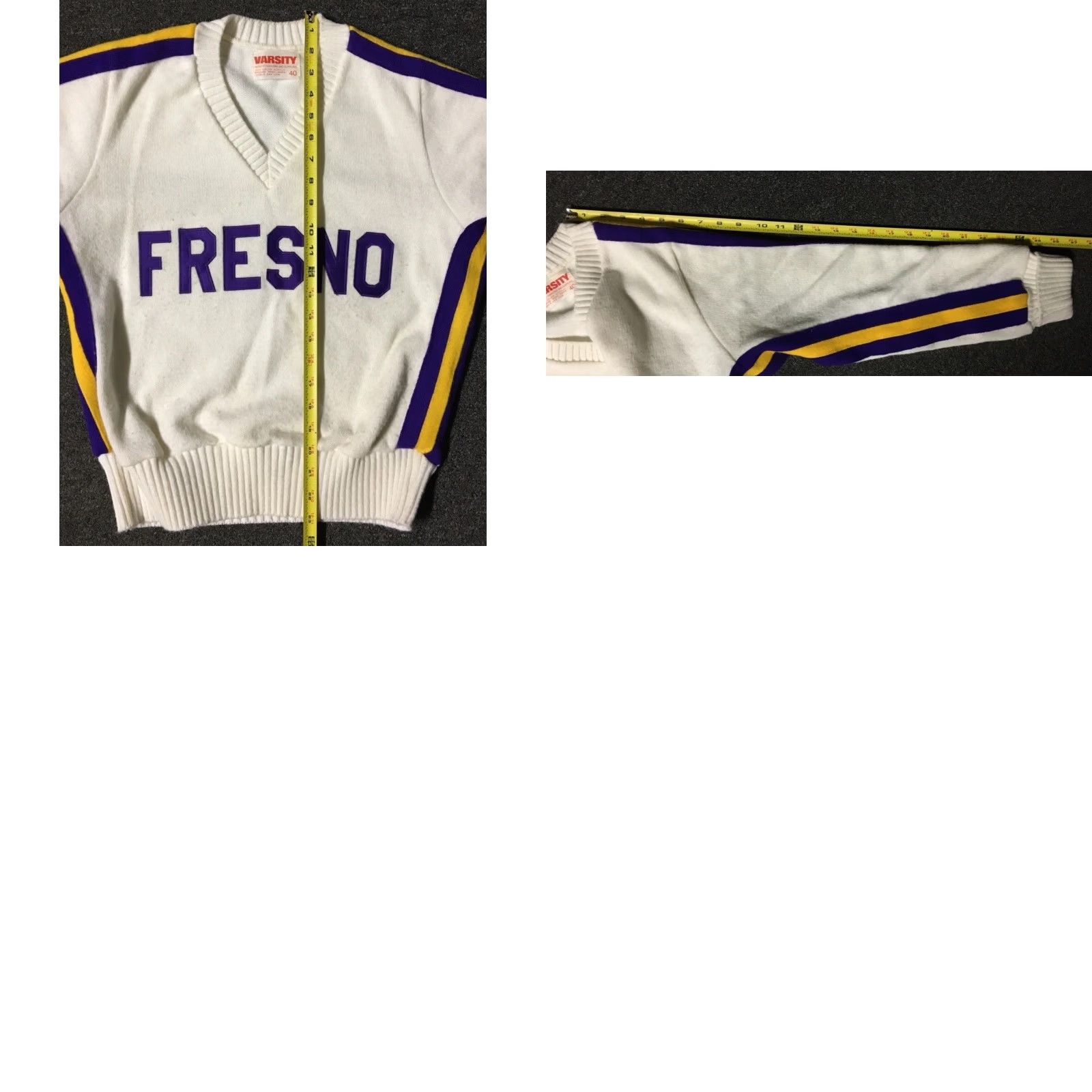 Vintage VINTAGE Fresno Varsity Letterman Sweater Shirt Women 40 White Vintage 80s 90s College School Track Football PE Heart Sports USA Size S / US 4 / IT 40 - 8 Thumbnail