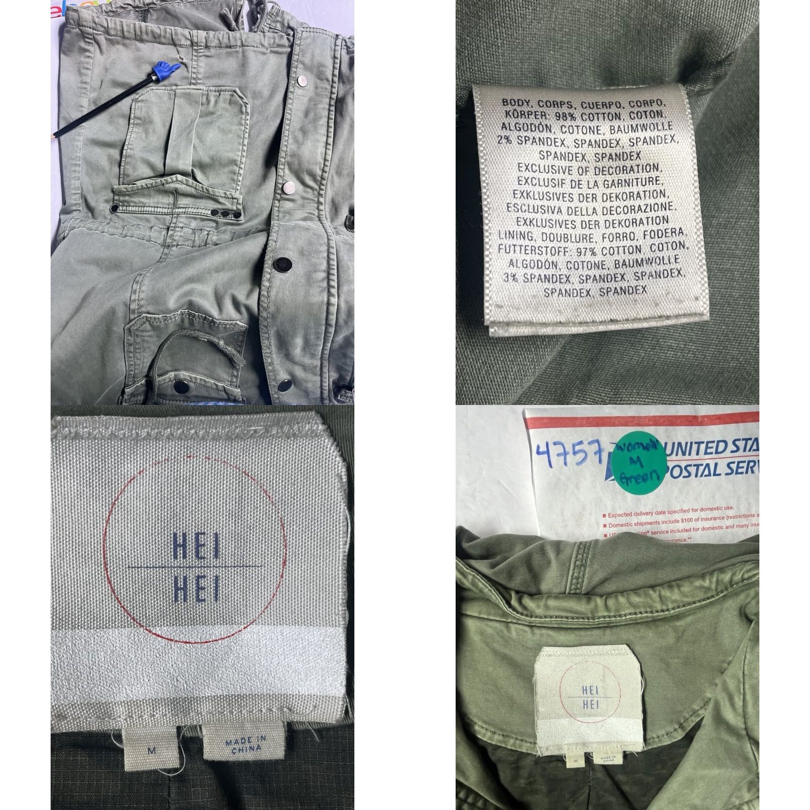 Anthropologie Anthropologie Jacket Women Medium Olive Green Lace Hei Hei Utility Flaws See Pic Size M / US 6-8 / IT 42-44 - 8 Thumbnail