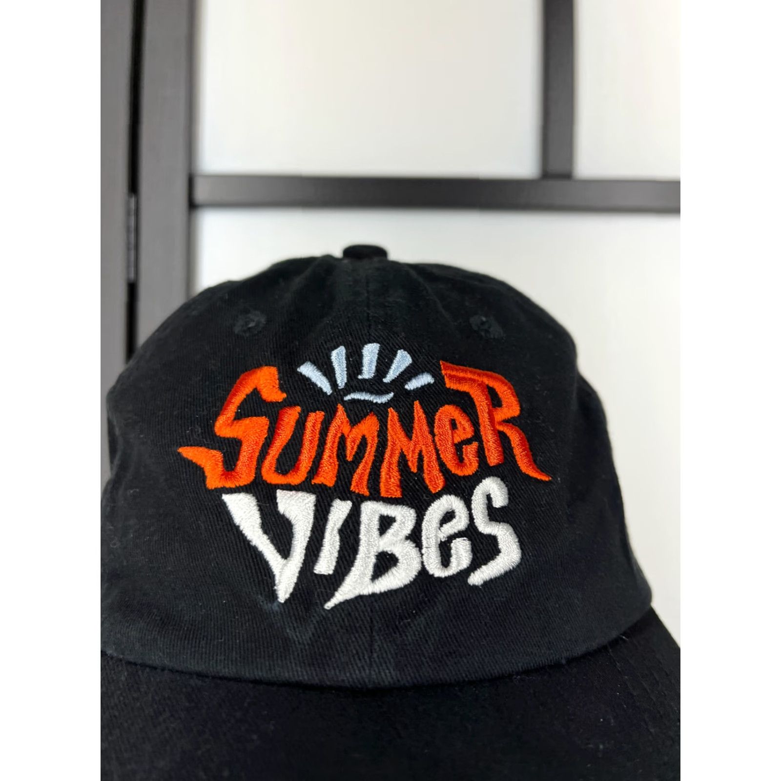 Forever 21 FOREVER 21 Hat Cap Strap Back Adult Black Summer Beach Embroidered Print D Size ONE SIZE - 2 Thumbnail