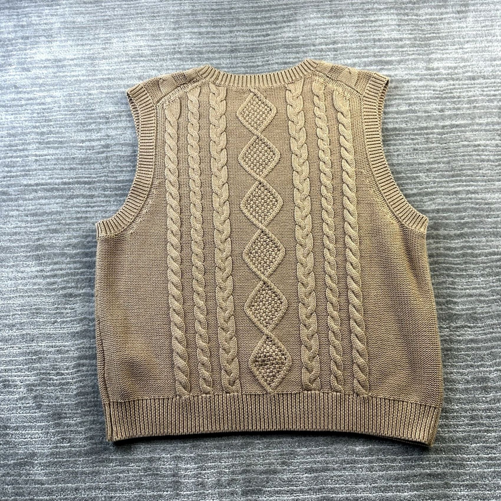 J.Crew VINTAGE J.CREW Vest Womens XL Beige Tan Cable Knit Fisherman Preppy Size XL / US 12-14 / IT 48-50 - 2 Thumbnail