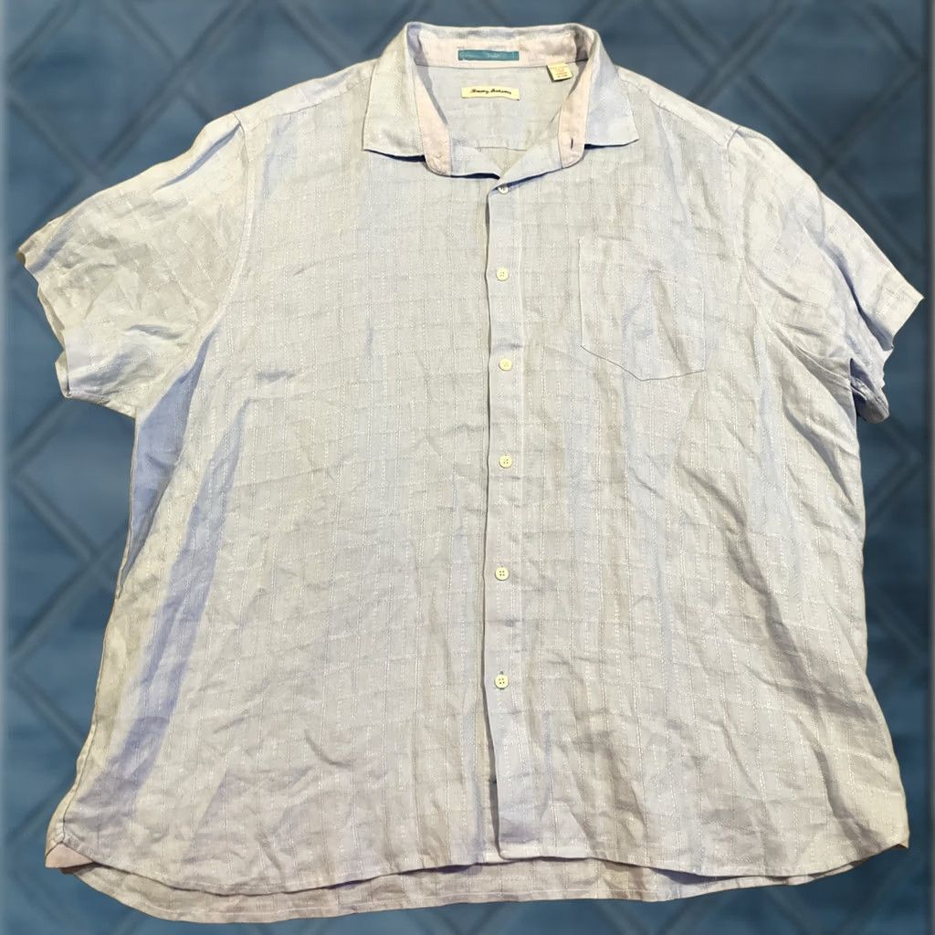 Tommy Bahama Tommy Bahama Linen Short Sleeve Blue Button Up Shirt - Mens XXXL / 3XL Size US XXL / EU 58 / 5 - 1 Thumbnail