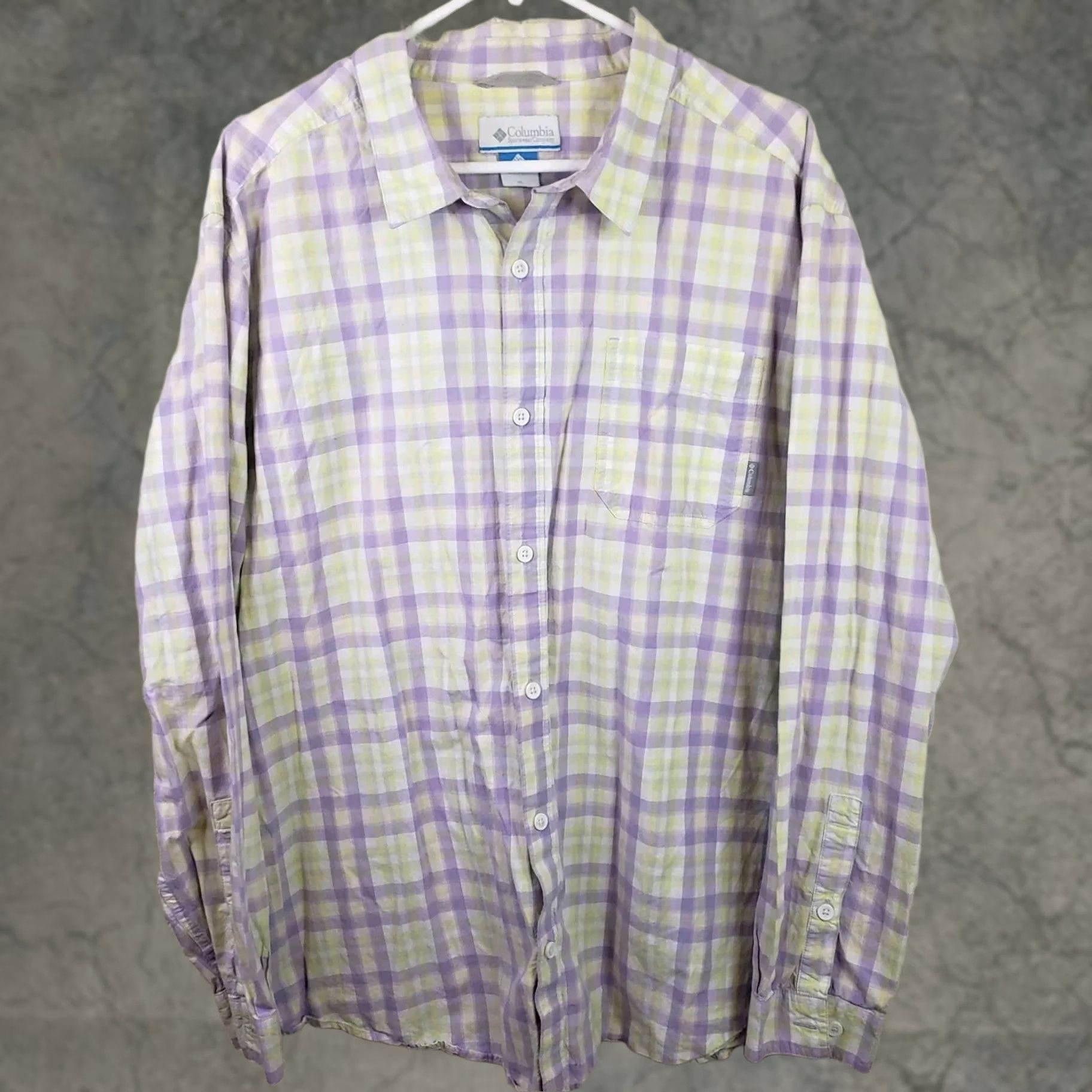 Vintage Columbia Shirt Men XL Button-Down Long Sleeve Plaid Twill Cotton Purple Lavender Mint Green Casual / Business / Travel Size US XL / EU 56 / 4 - 1 Thumbnail