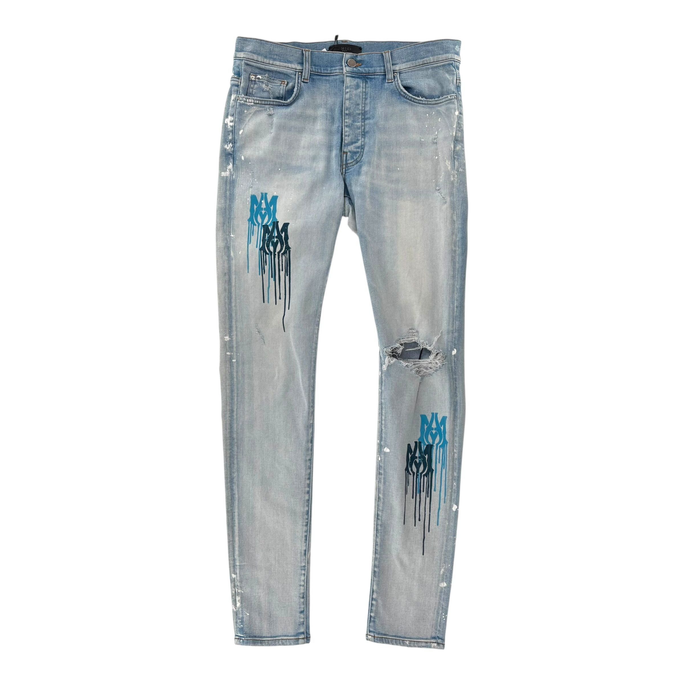 Amiri Blue Logo Jeans Lightwash Size US 34 / EU 50 - 1 Thumbnail