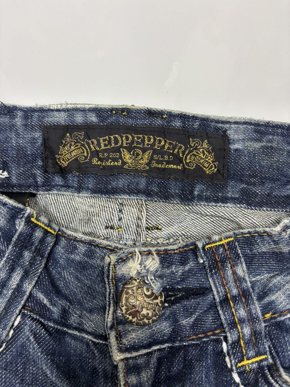 If Six Was Nine RED PEPPER FLARE JEANS BOOTCUT DISTRESSED DENIM Size 27" / US 4 / IT 40 - 9 Thumbnail