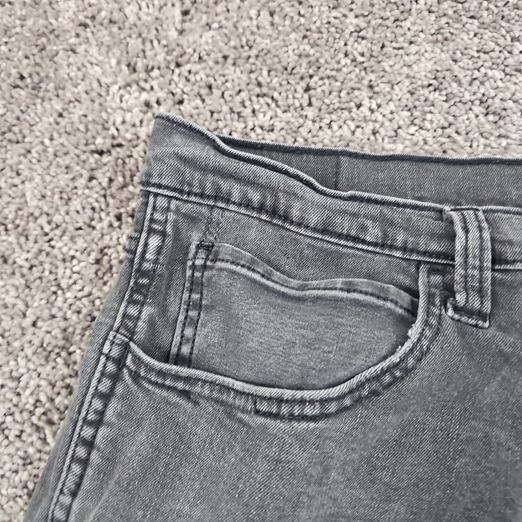 Levi's Levis Line 8 Jeans Mens 36 Gray Straight Dark Wash Distressed Stretch Denim Shirt? Size US 36 / EU 52 - 3 Thumbnail