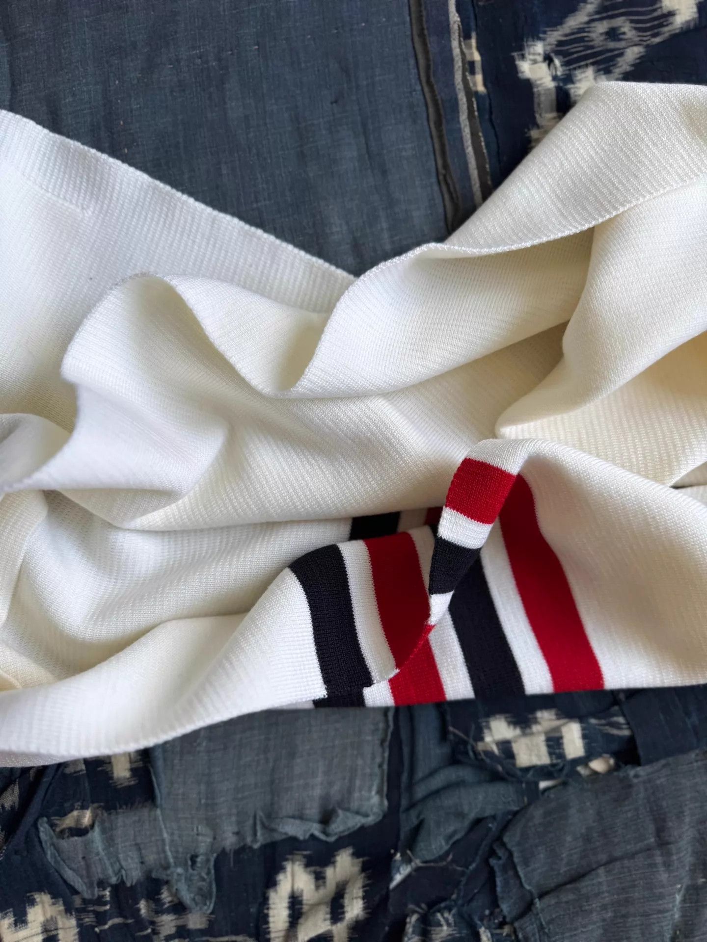 Thom Browne Thom Browne 4-Bar Ribbed Merino Wool Scarf White Size ONE SIZE - 7 Thumbnail