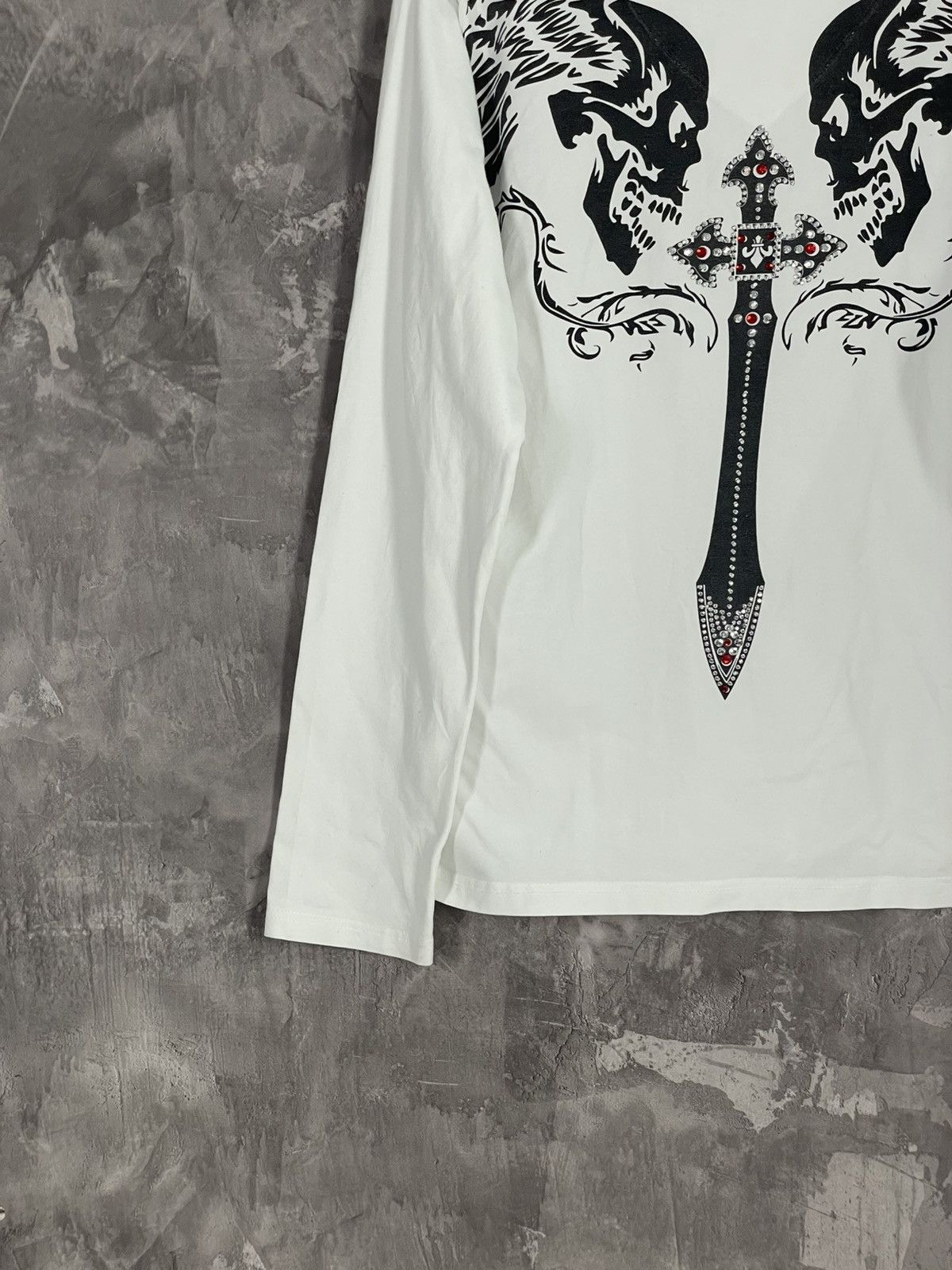 Vintage Cyber Y2K Gothic Skull Grunge Graphic Thermal LongSleeve Size XL / US 12-14 / IT 48-50 - 5 Thumbnail