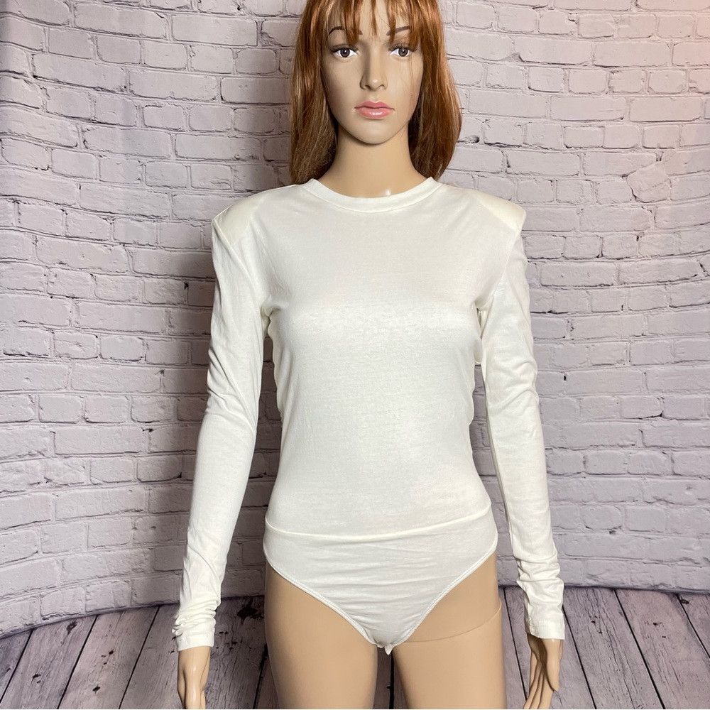Other NWT New Danielle Bernstein Open Back Cotton Ivory Bodysuit Size XS / US 0-2 / IT 36-38 - 3 Thumbnail