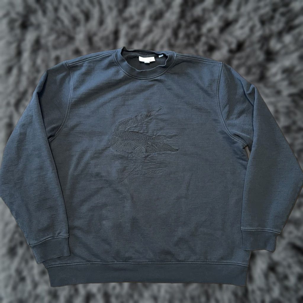 Lacoste LACOSTE Mens Sweatshirt 3XL Black On Black Crocodile Embroidered Logo Crew Neck Pullover Size US XXL / EU 58 / 5 - 1 Thumbnail