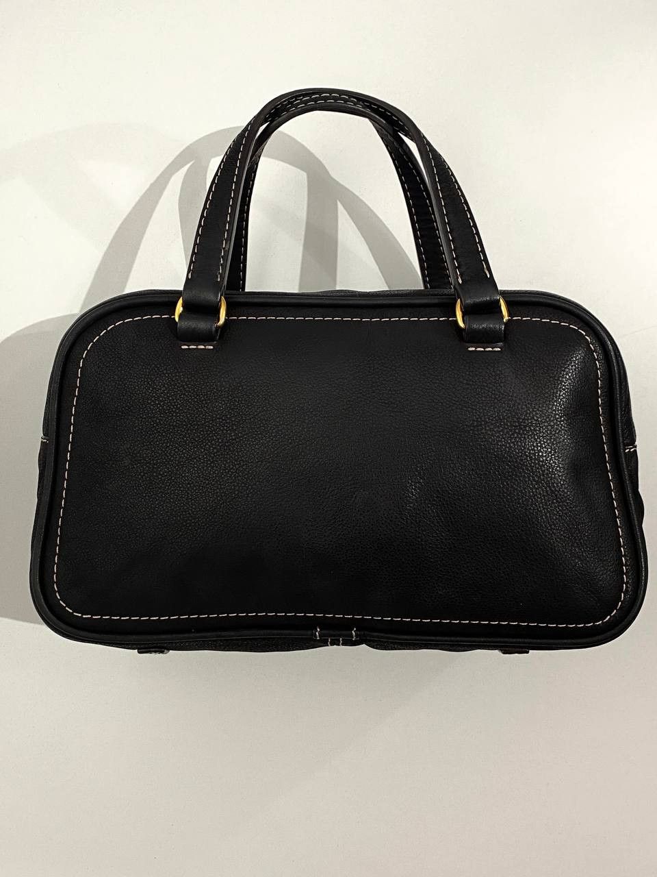 Loewe Loewe Logo Black Leather Black Bowling Tote Hand Bag Size ONE SIZE - 4 Thumbnail
