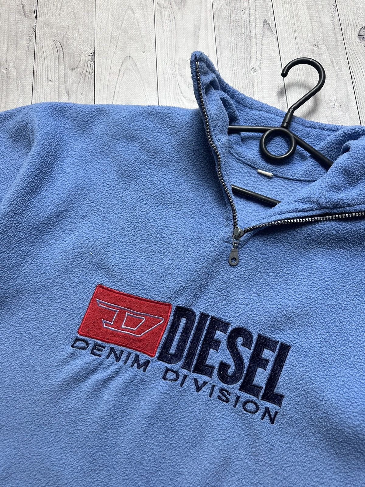 Diesel × Vintage Vintage diesel big logo fleece hoodie size M blue logo Size US M / EU 48-50 / 2 - 4 Thumbnail