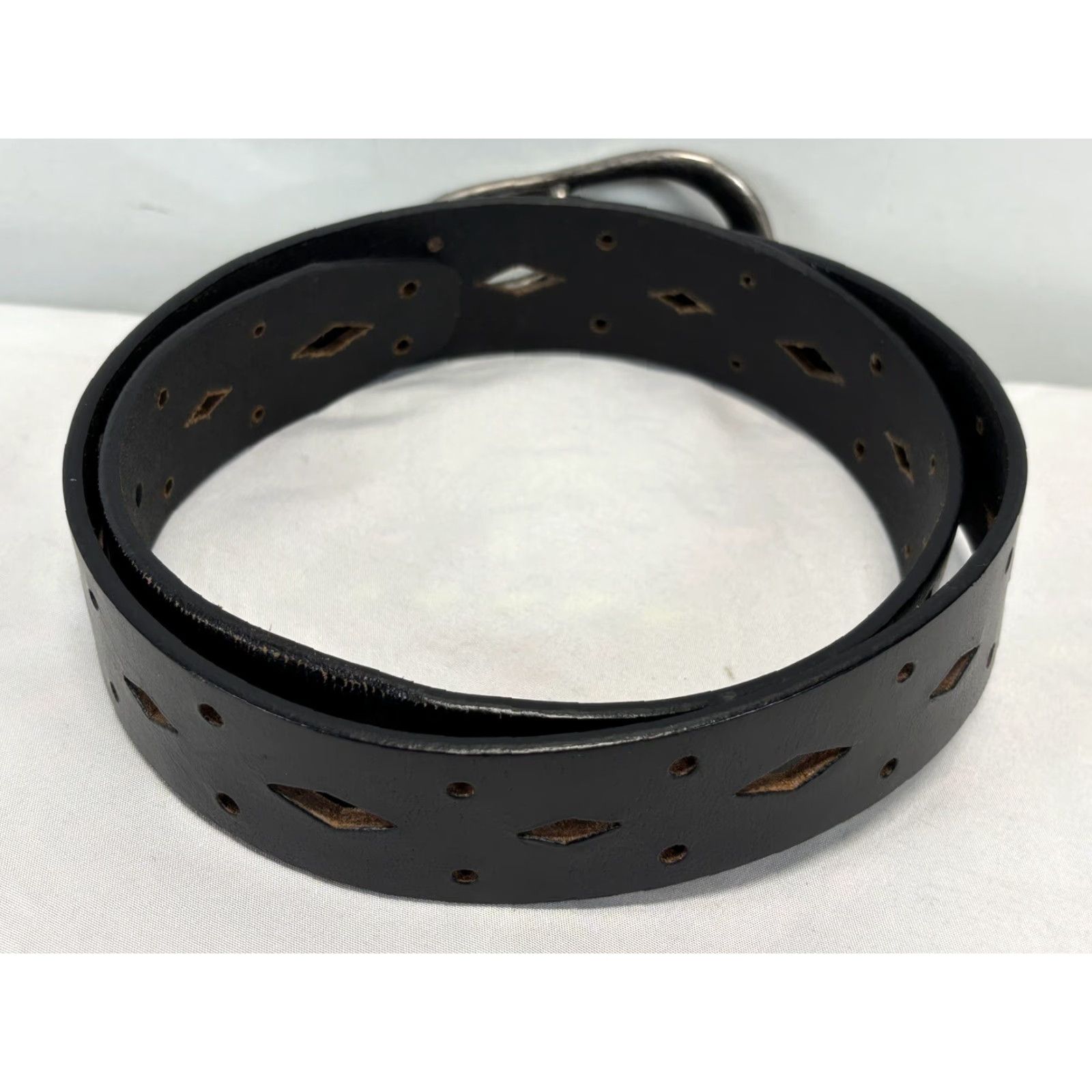 Vintage Unbranded Leather Cutout Belt Unisex Medium 31-35in Brown Boho 1.5in Wide Size ONE SIZE - 3 Thumbnail