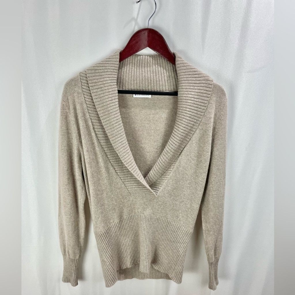 Other Ferrante Italy 100% Cashmere Beige Shawl Collar Sweater- M Size M / US 6-8 / IT 42-44 - 2 Thumbnail