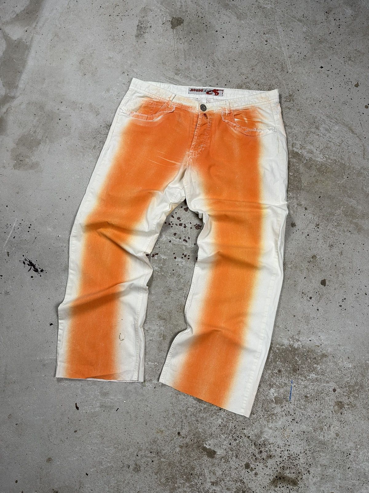 Japanese Brand × Vintage Vintage y2k Orange and White Washed Casual Pants Size US 36 / EU 52 - 16 Thumbnail