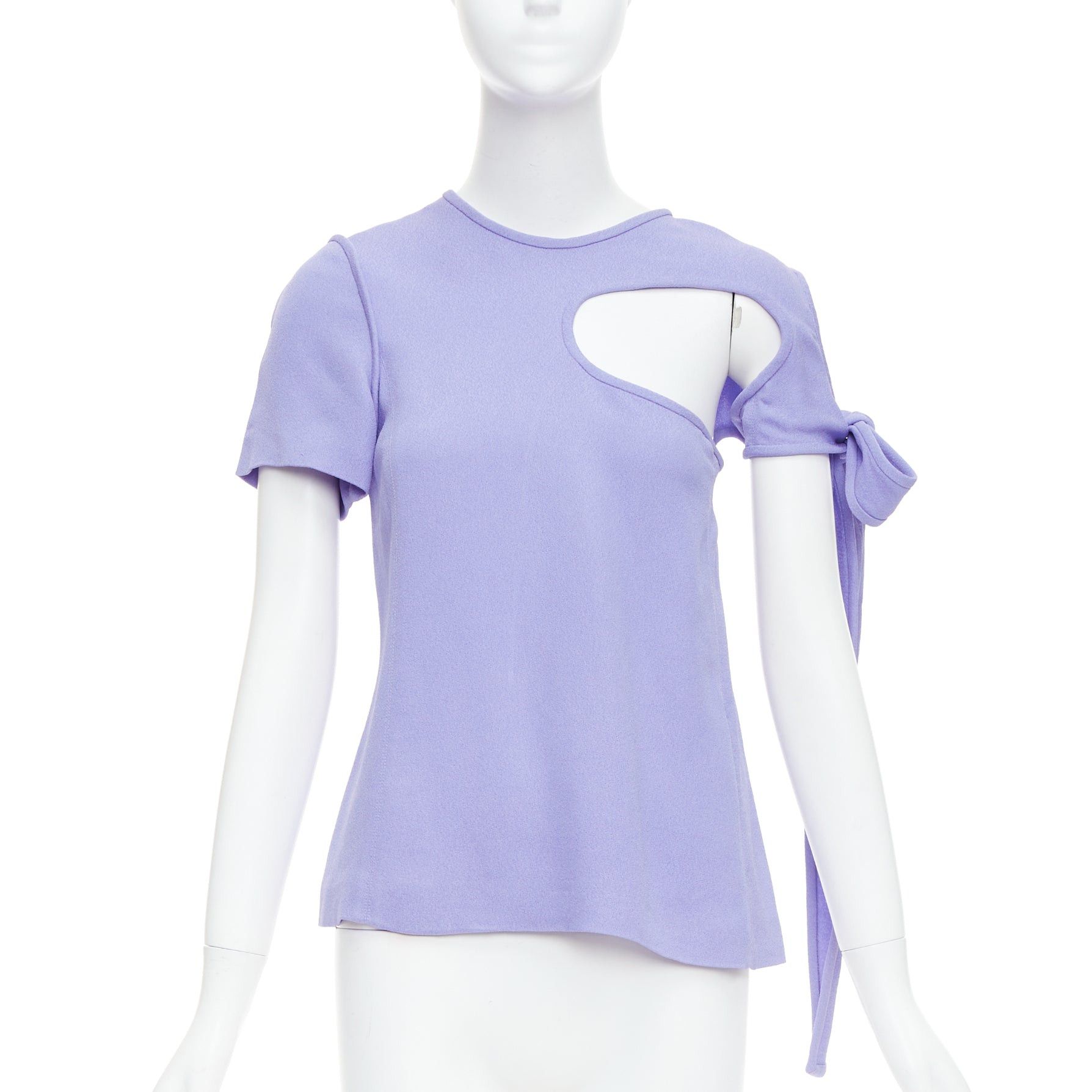 Celine OLD CELINE Phoebe Philo lavender purple tie sleeve cut out top FR38 M Size M / US 6-8 / IT 42-44 - 1 Thumbnail