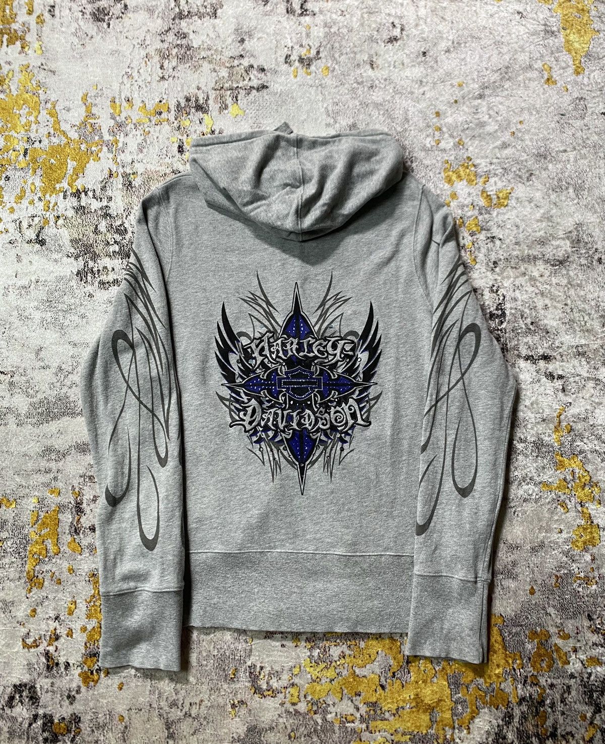 Harley Davidson × If Six Was Nine Y2K Harley Davidson Tribal Zip Hoodie Size L / US 10 / IT 46 - 2 Thumbnail