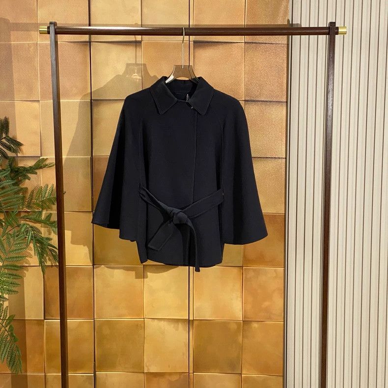 Max Mara Max Mara Mainline Midnight Blue Belted Lapel Wool Cape Size M / US 6-8 / IT 42-44 - 1 Thumbnail