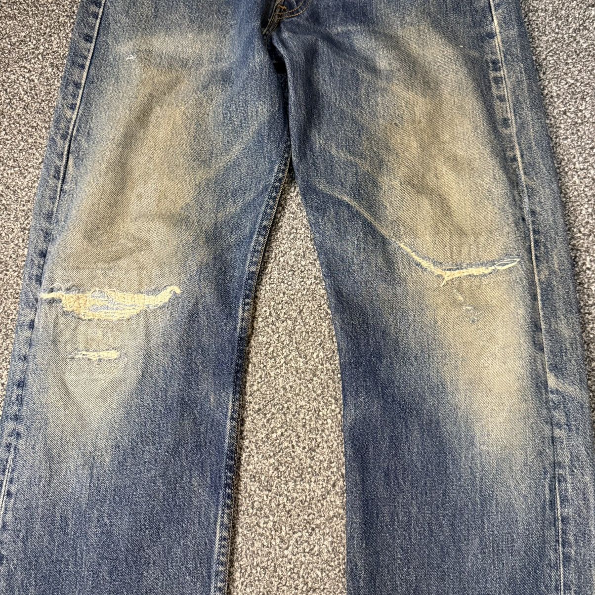 Levi's Vintage Clothing 90s Levis 501 Distressed Aging Mud Denim W31 Made in USA Size US 31 - 4 Thumbnail