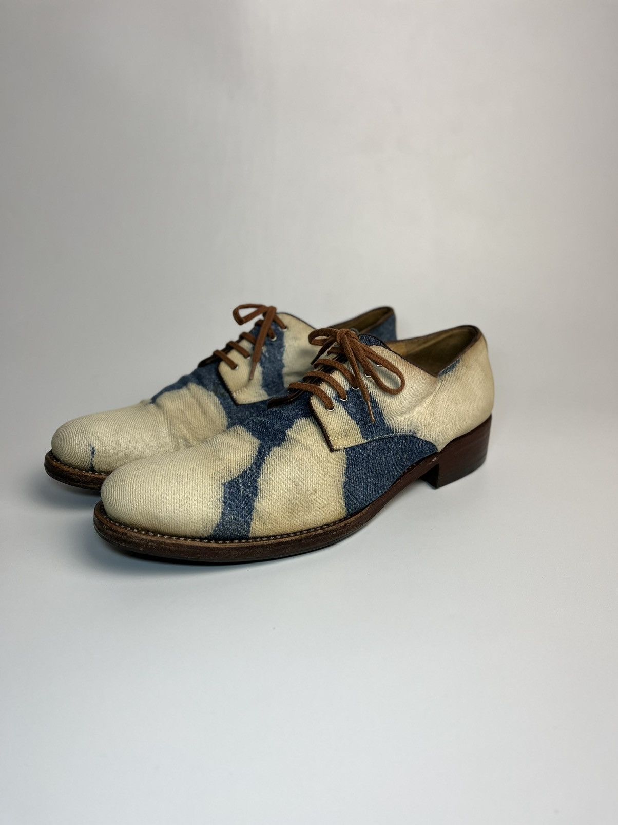 Dries Van Noten Dries Van Noten SS11 Archival Bleached Denim Derby Shoes Size US 9 / EU 42 - 3 Thumbnail