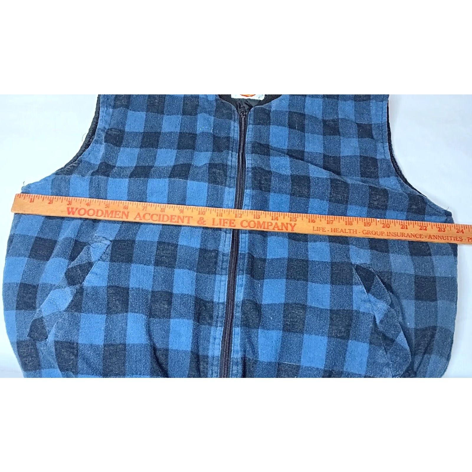 Vintage VINTAGE Dickies Vest LargeBlue Buffalo Plaid Flannel Quilted Workwear Woolrich Insulated Lined Quilted Men Black/Blue Tailored Regular Short Zip Colla Size US L / EU 52-54 / 3 - 5 Thumbnail