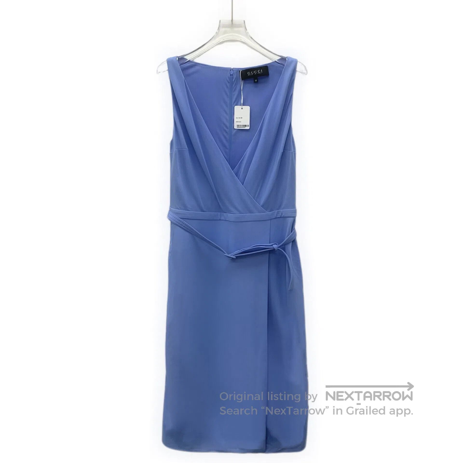 Gucci Guicci Blue V-neck Sleeveless Belted Dress| Size M / US 6-8 / IT 42-44 - 1 Thumbnail