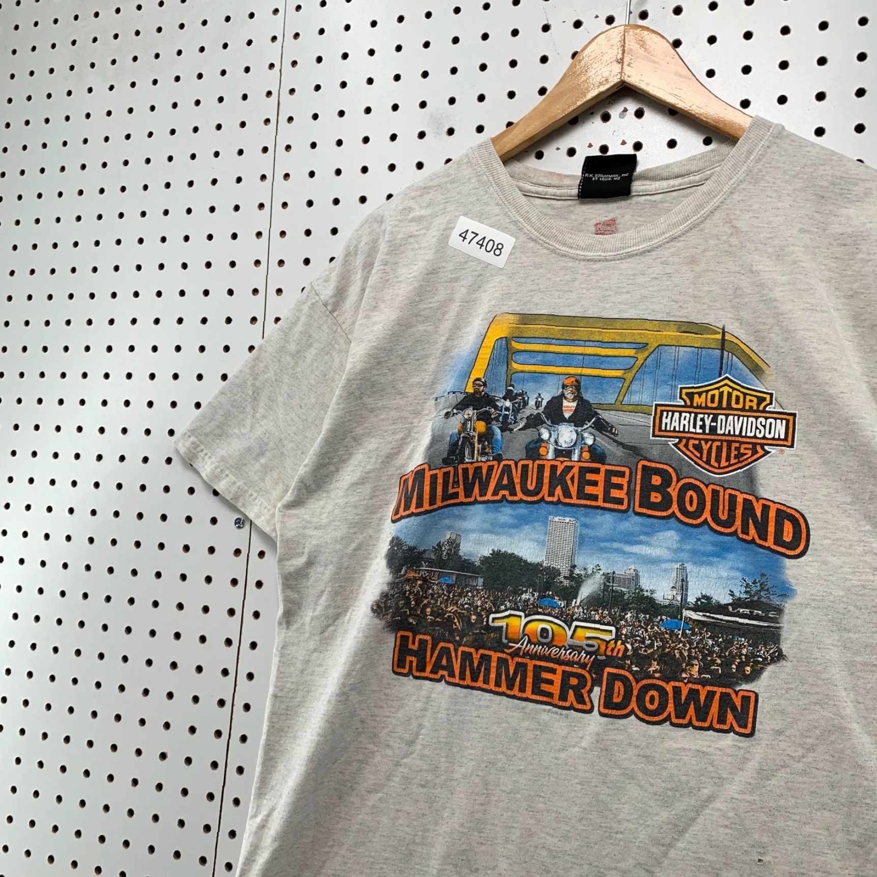 Harley Davidson Harley-Davidson T Shirt Mens Large Gray Milwaukee Bound Distressed Vintage Shirt Size US L / EU 52-54 / 3 - 4 Thumbnail