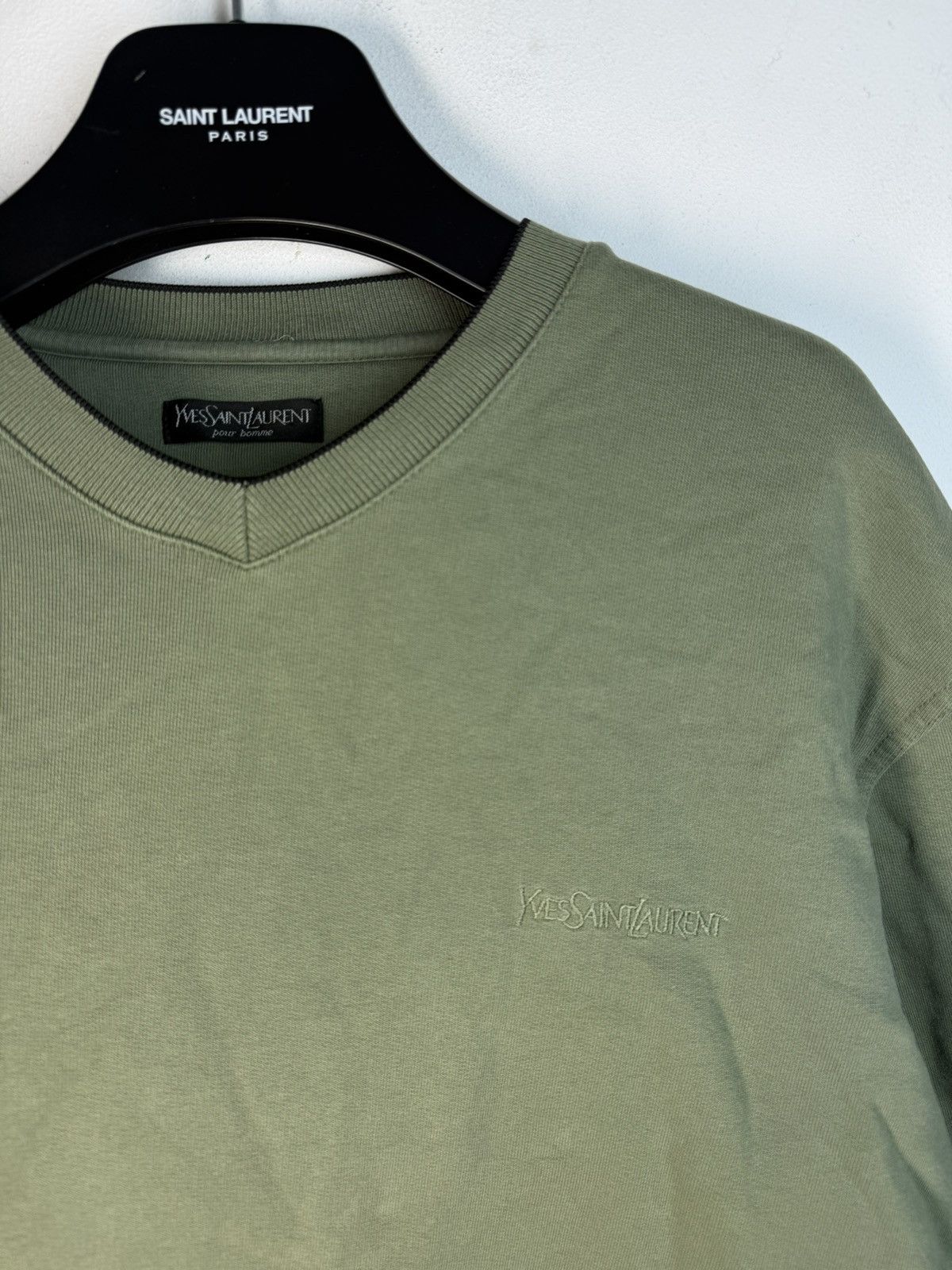 Yves Saint Laurent Green 90s YSL Sweatshirt V-Neck YSL Sweater Size US L / EU 52-54 / 3 - 12 Thumbnail