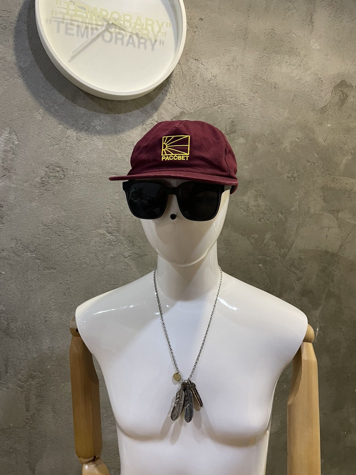 PACCBET SS23 Paccbet Burgundy Woven Leather Adjustable Hats Size ONE SIZE - 2 Thumbnail