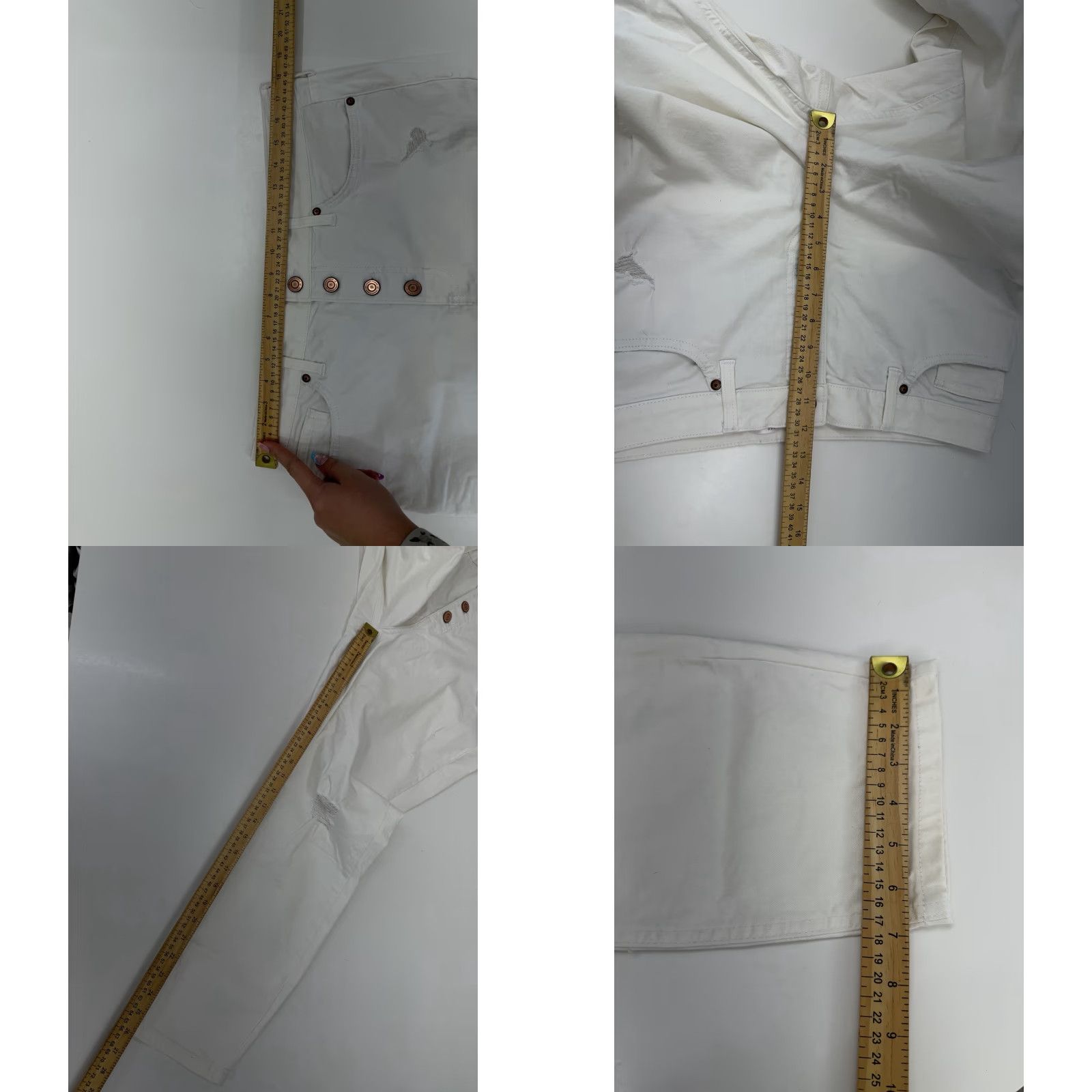 Vintage LC Lauren Conrad Jeans Size 16 Skinny Ankle White Denim Distressed Womens Size 38" / US 16 / IT 52 - 8 Thumbnail