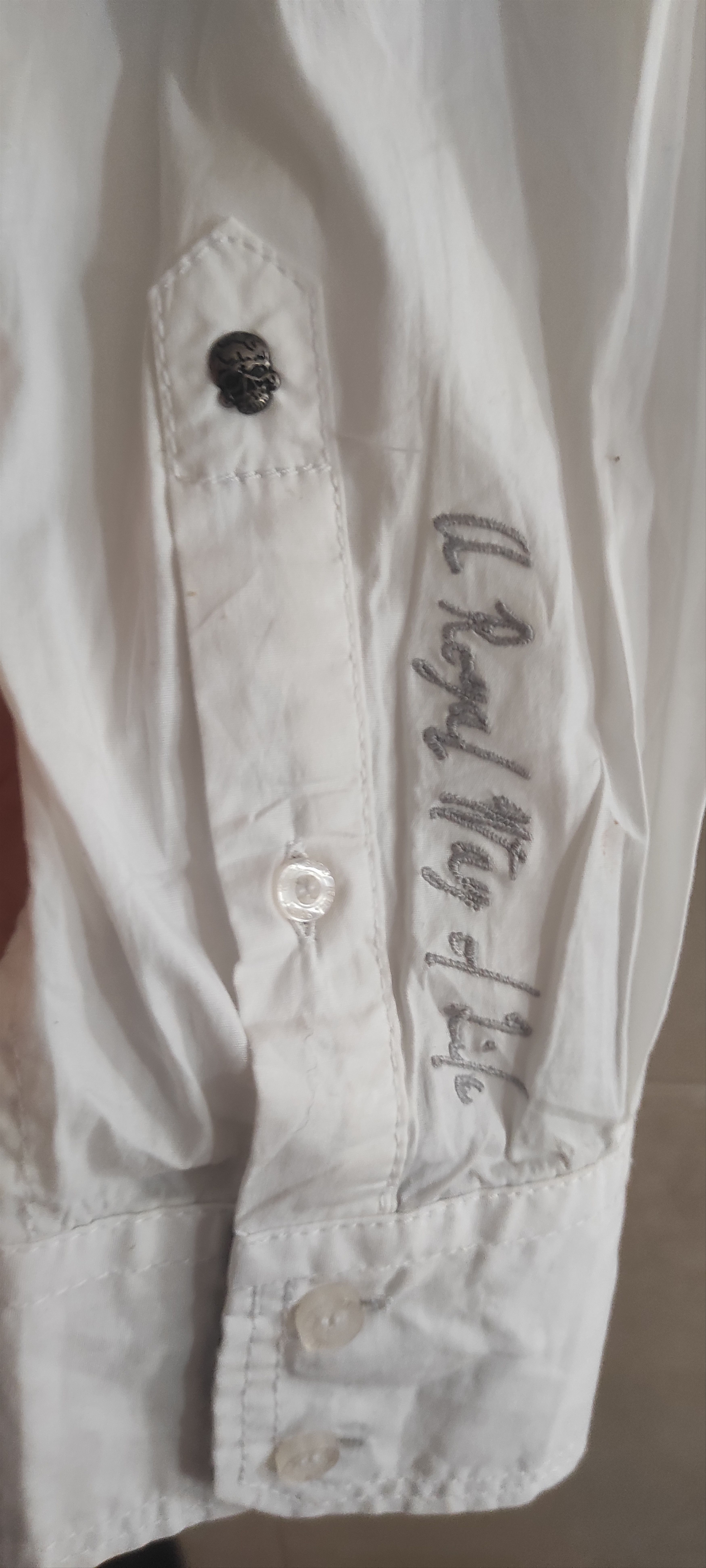 Other Rebel Spirit Embroidered Patched Skull Men's Shirt Size L Size US L / EU 52-54 / 3 - 8 Thumbnail