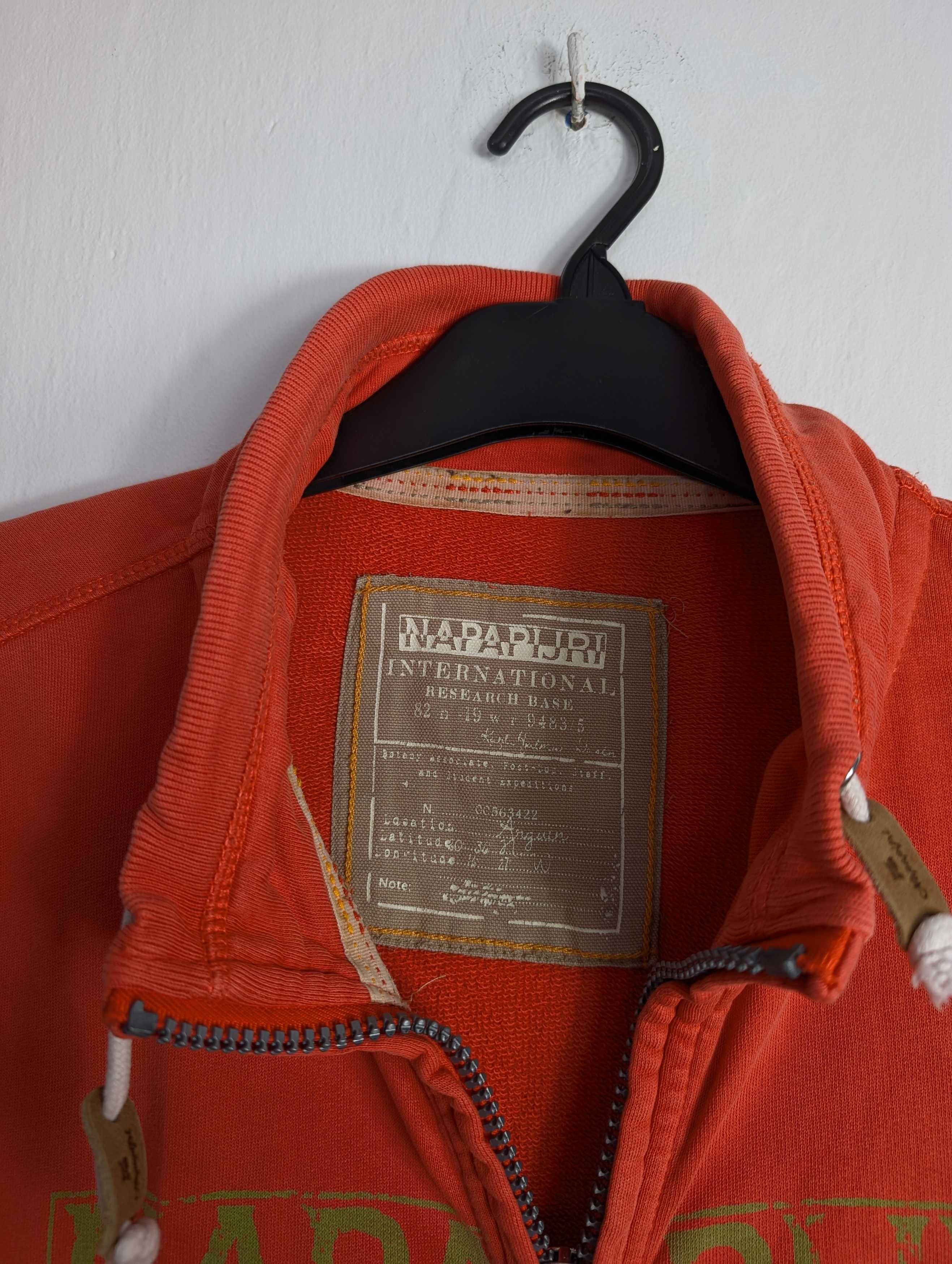 Napapijri × Vintage Vintage Napajiri Zip Up Sweatshirt Orange Size US XL / EU 56 / 4 - 3 Thumbnail