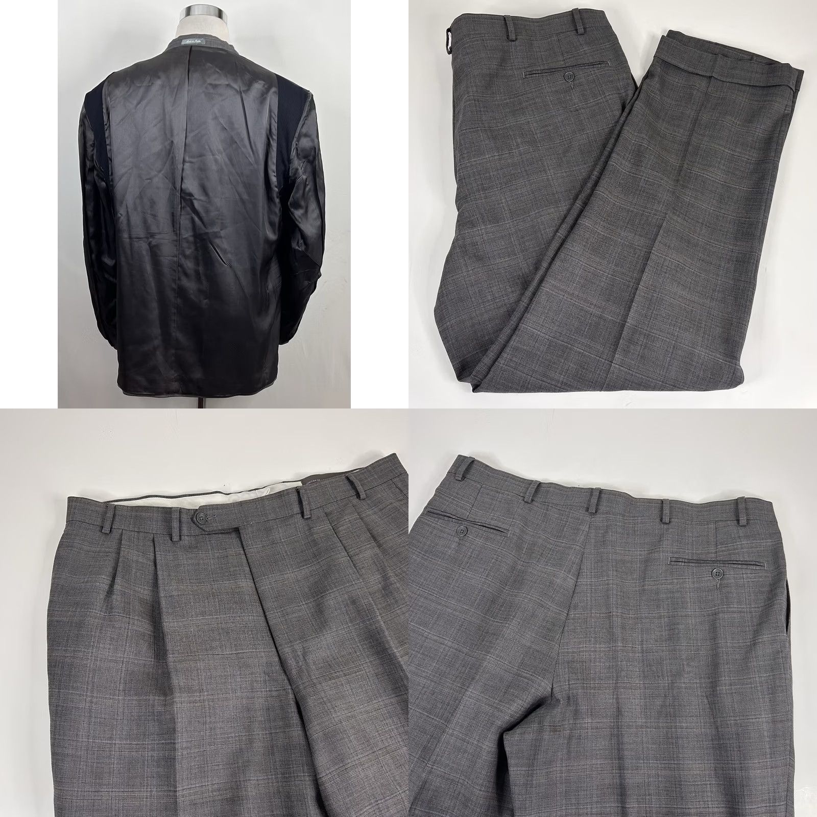 Oscar De La Renta Oscar de la Renta Suit 46R 2 Piece Wool Plaid Three-Button Gray Mens Buisness Formal Vintage: No Size 46R - 8 Thumbnail