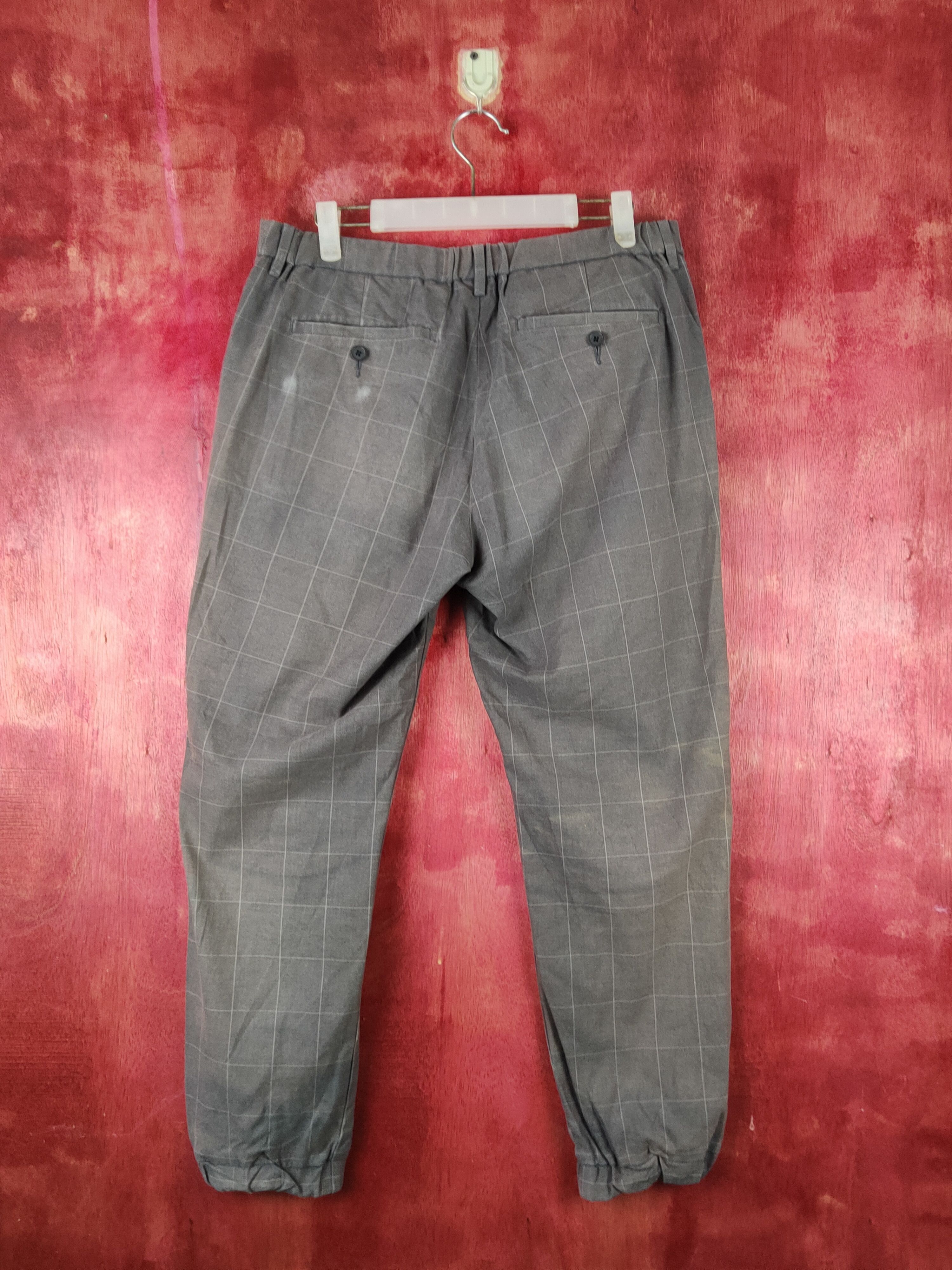 Japanese Brand × Vintage Uniqlo Dark Gray Faded checkered Jogger Pants #S2268 Size US 32 / EU 48 - 7 Thumbnail