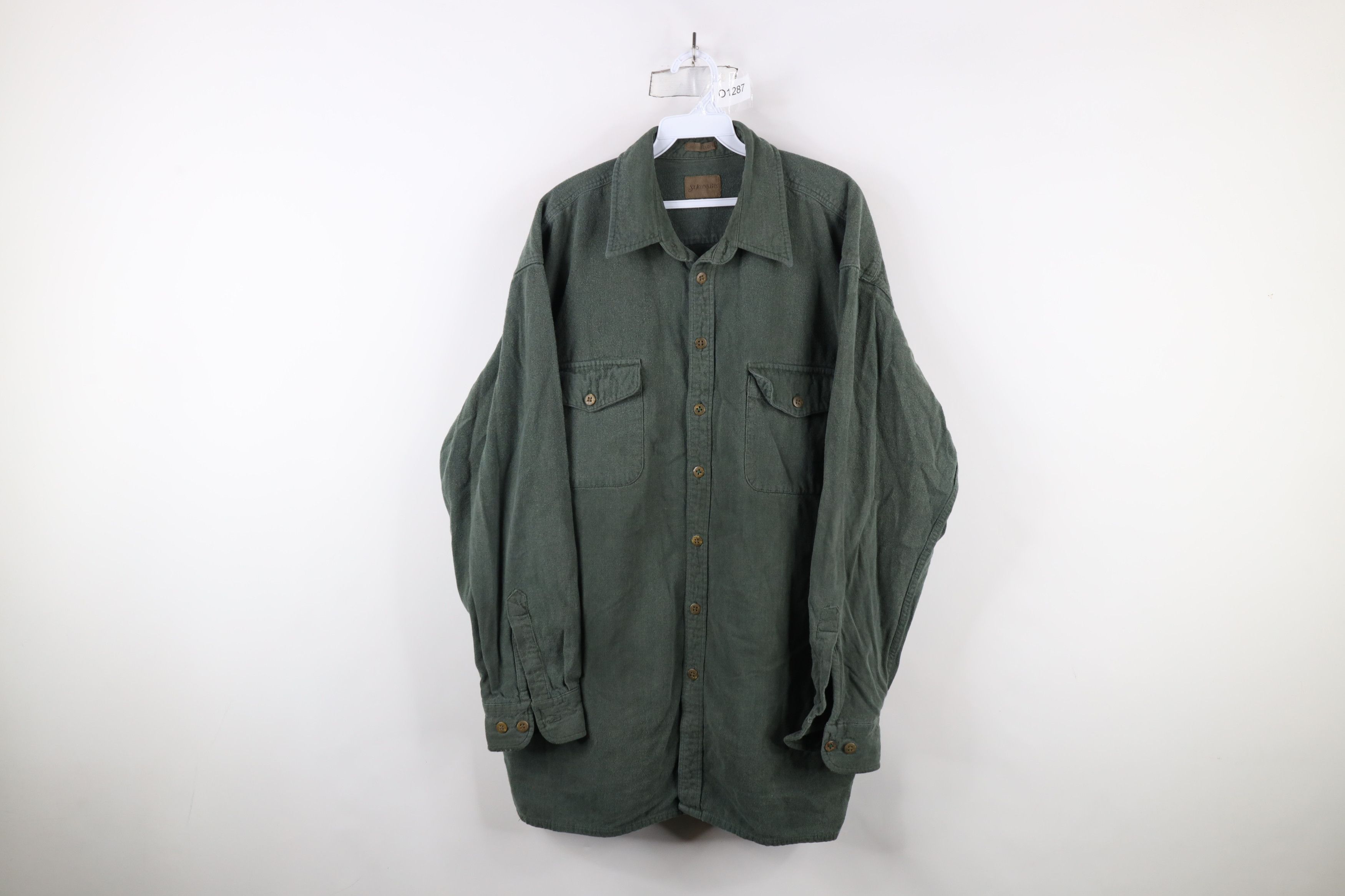 Vintage Vintage 90s Streetwear Chamois Cloth Button Shirt Green Size US XL / EU 56 / 4 - 1 Thumbnail
