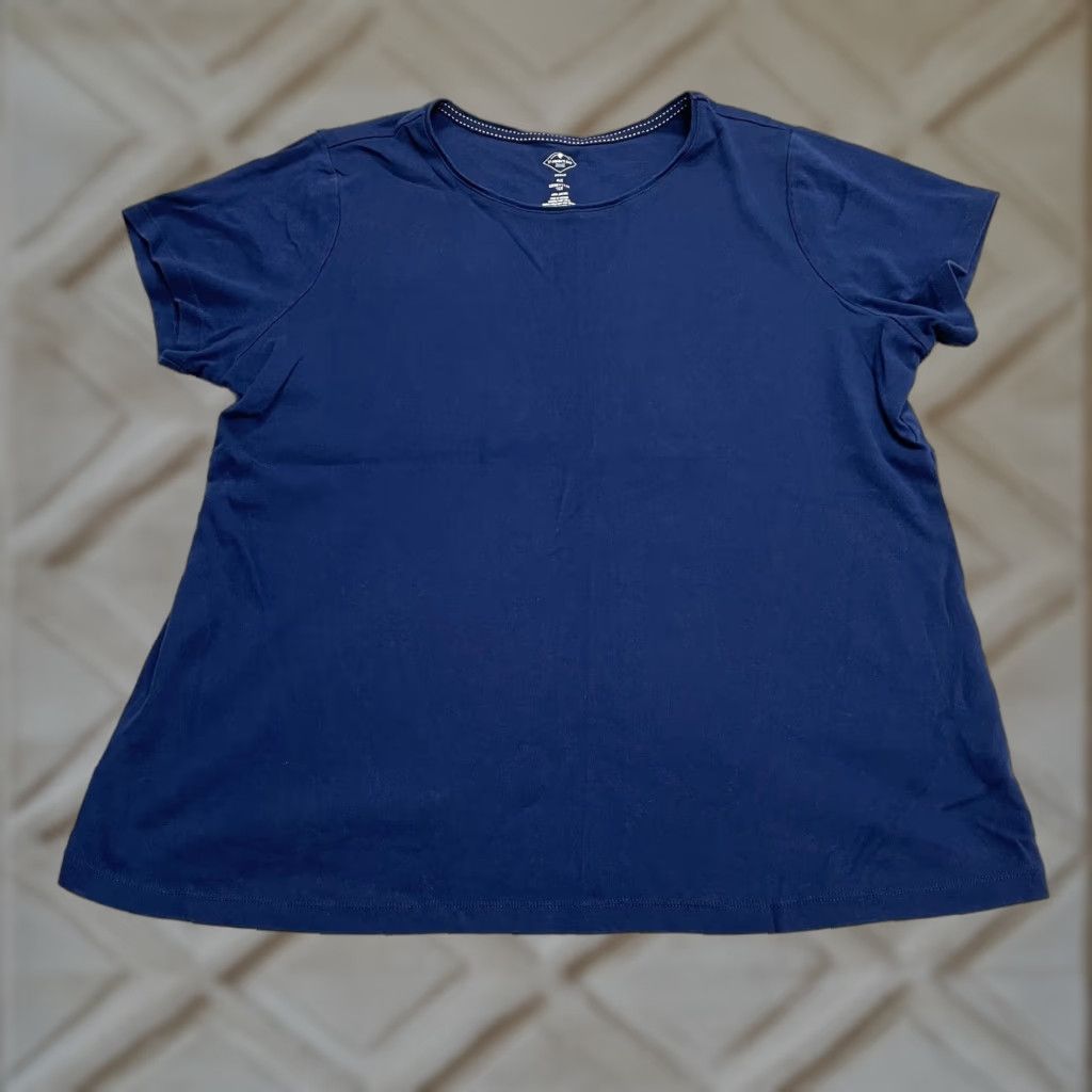 Vintage St. John's Bay Basic T-Shirt Womens 2X Blue Round Neck Cotton Essential Tee Top Shirt Womens 2X Blue Casual Short Sleeve Size XXL / US 16-18 / IT 52-54 - 1 Thumbnail