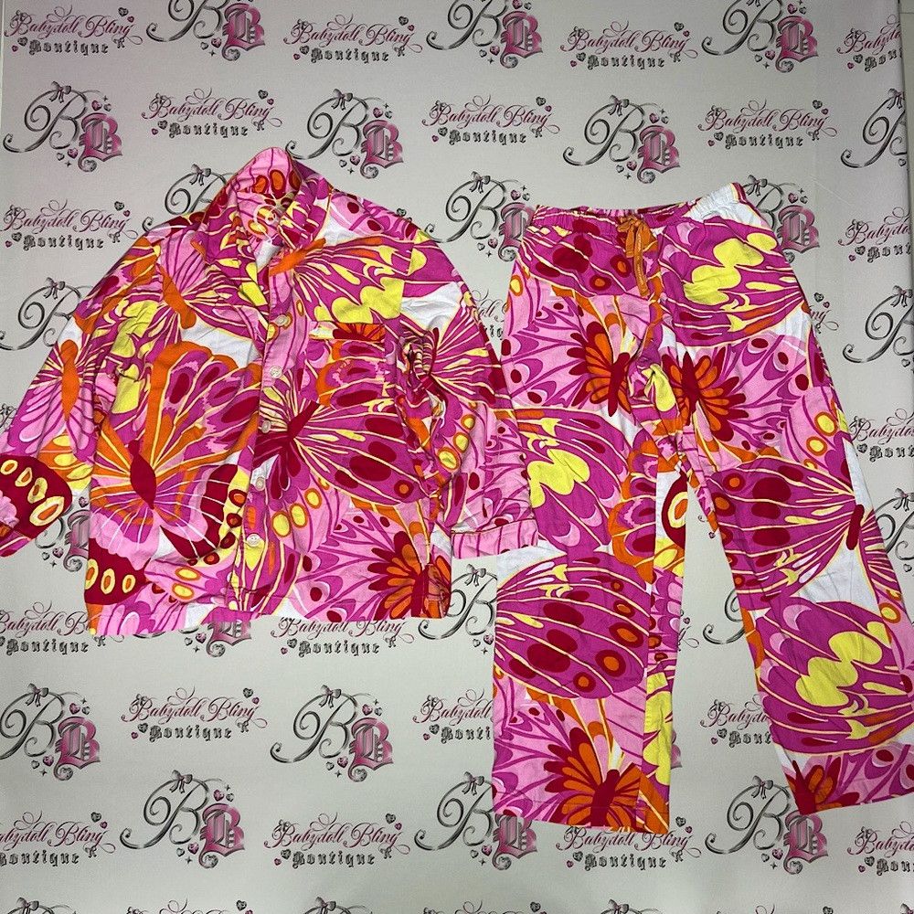 Victoria secret 2 piece pj set VINTAGE rare Y2K butterfly s