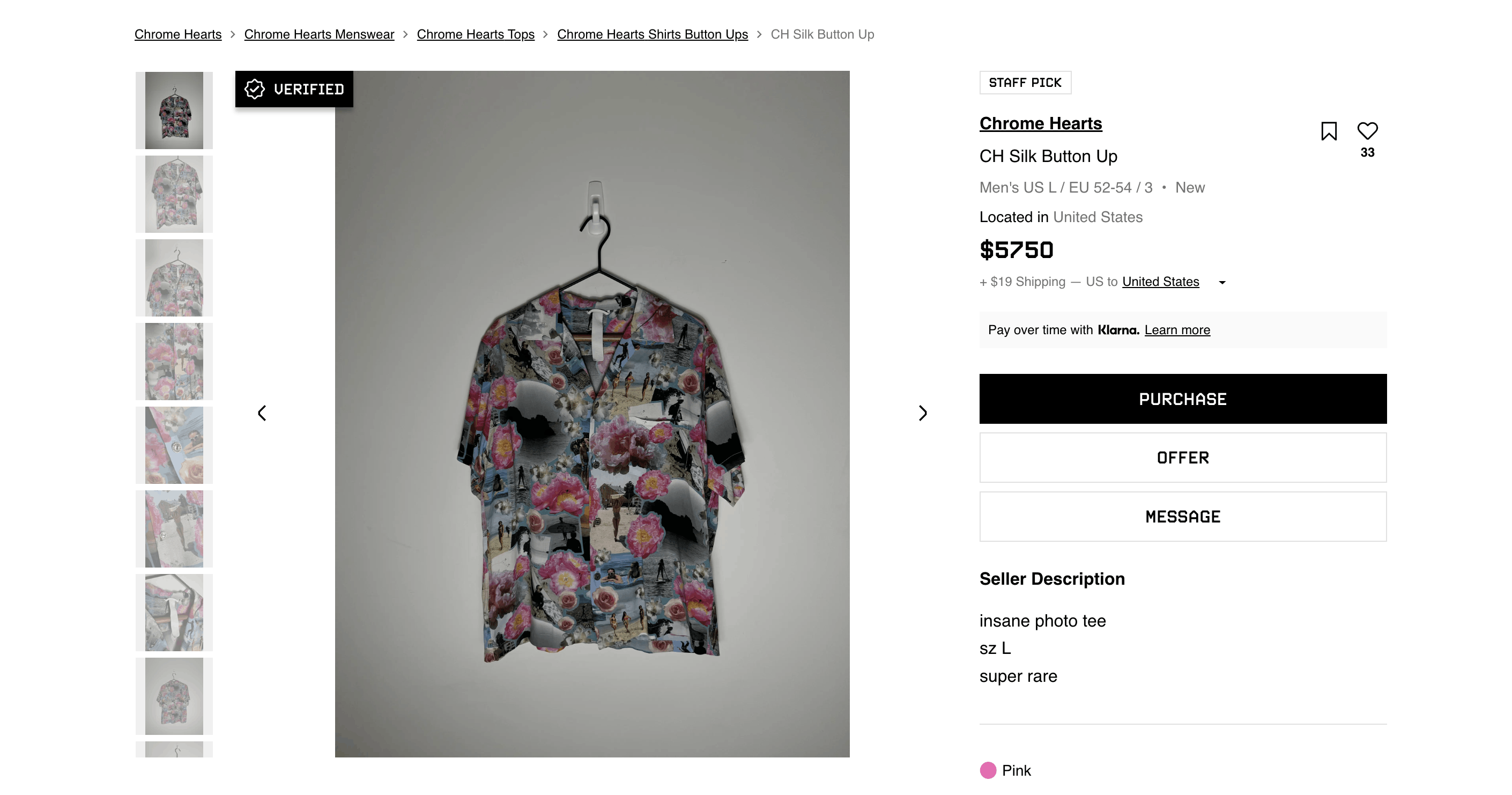 Chrome Hearts Chrome Hearts Silk Photo Graphic Button Up Shirt Size US XXL / EU 58 / 5 - 13 Thumbnail