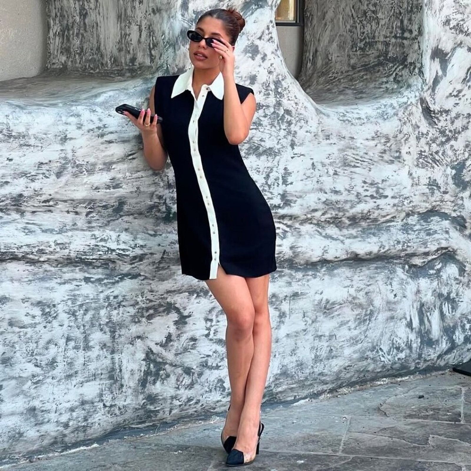 Zara CHANEL VIBES!!! ZARA BLOGGER FAVE!!! Contrasting Mini Dress Size L / US 10 / IT 46 - 18 Thumbnail