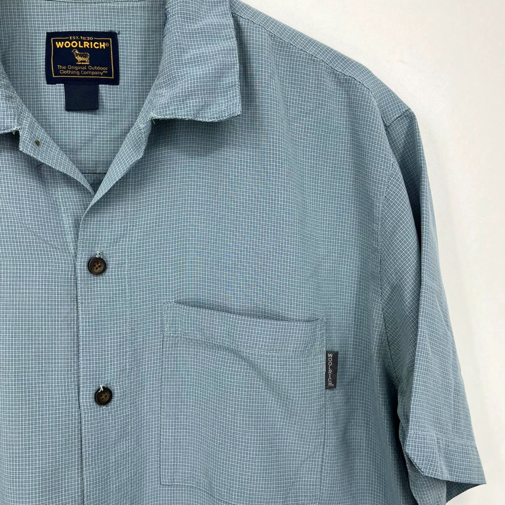Vintage Woolrich Button-Up Shirt Men 2XL Blue Check Pocket Short Sleeve Shirt Size US XXL / EU 58 / 5 - 4 Thumbnail