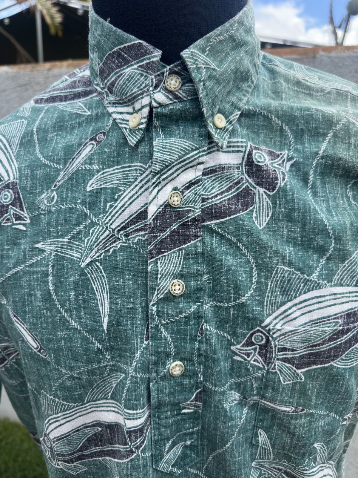 Reyn Spooner PreOwned Reyn Spooner Hawaiian Print Green Men's S Size US S / EU 44-46 / 1 - 3 Thumbnail